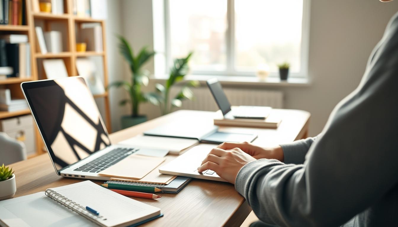 Student using online courses for flexible education